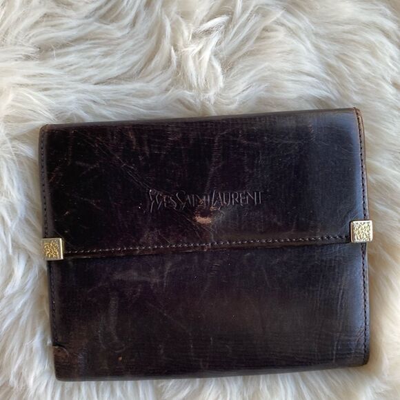 Vintage Yves Saint Laurent Leather Kisslock Wallet - Picture 1 of 12